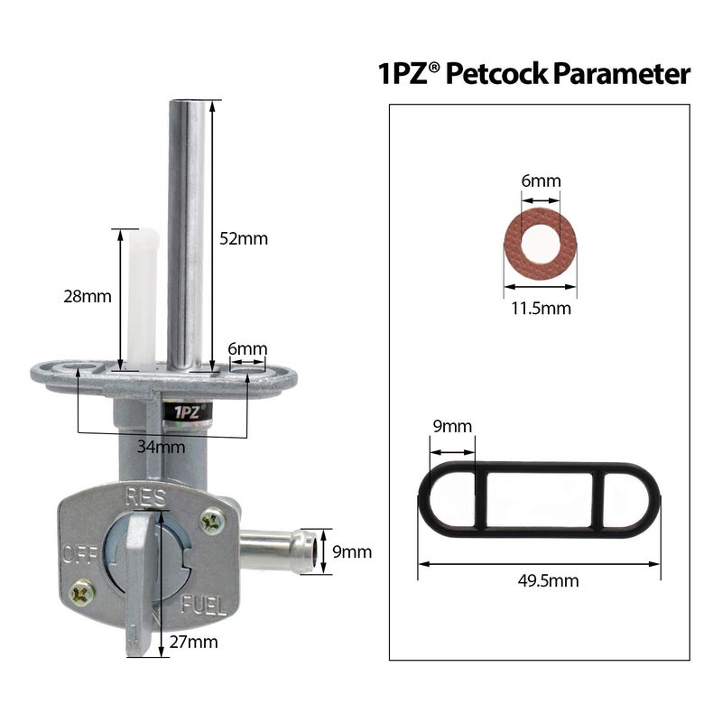 1PZ SL1-P01 Fuel Gas Tank Petcock Valve Replacement for Yamaha YFS200 YFM250 YFM350 YFM400 YFM600 YFZ350 YFZ450 Suzuki DRZ400 FZR600 LT80 LTZ250 LTZ400 Raptor 660 Wolverine Banshee 350 Grizzly Blaster - Image 3